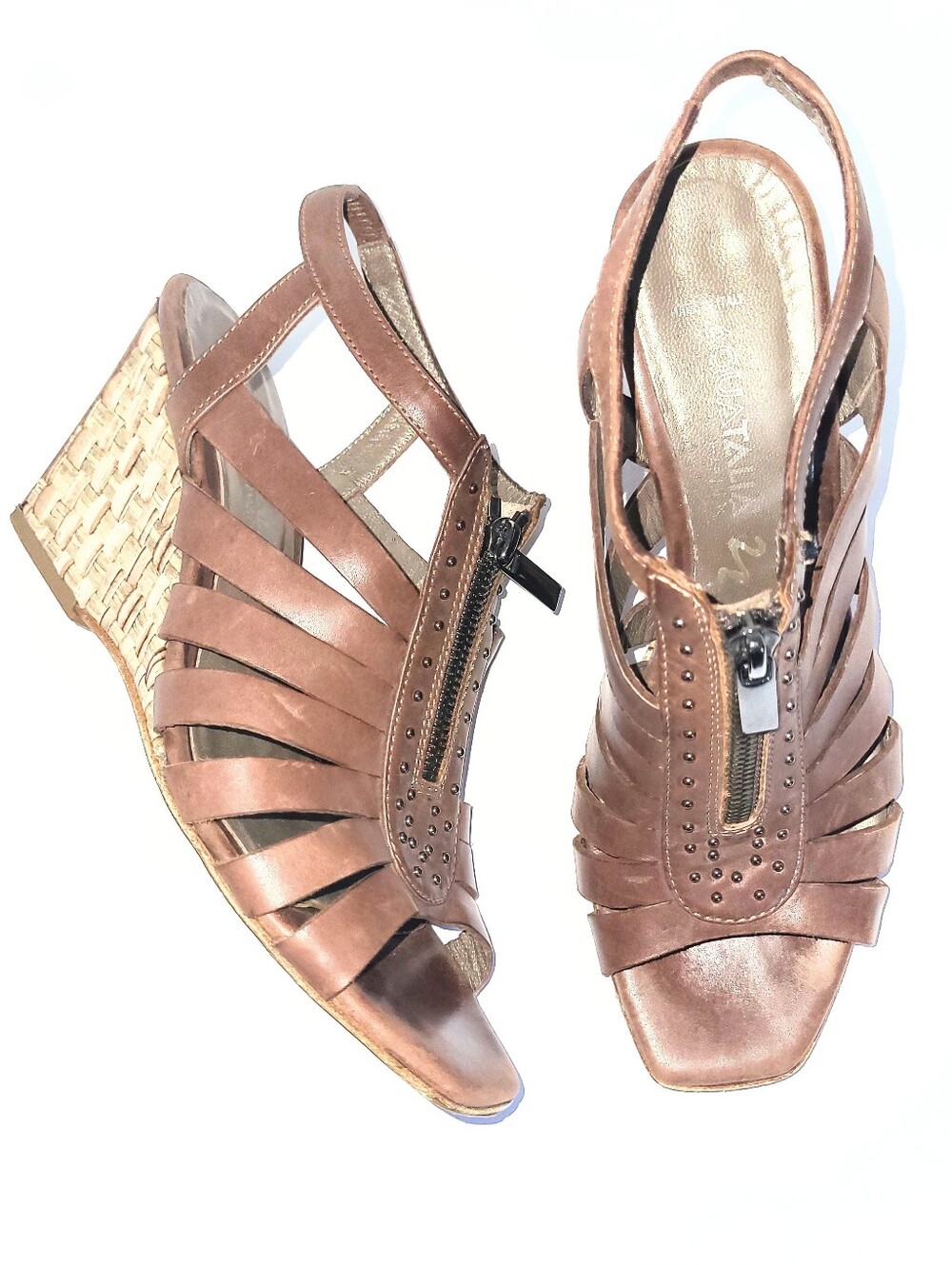 Aquatalia Genuine Leather Gladiator Espadrille Wedge Heel Size 7